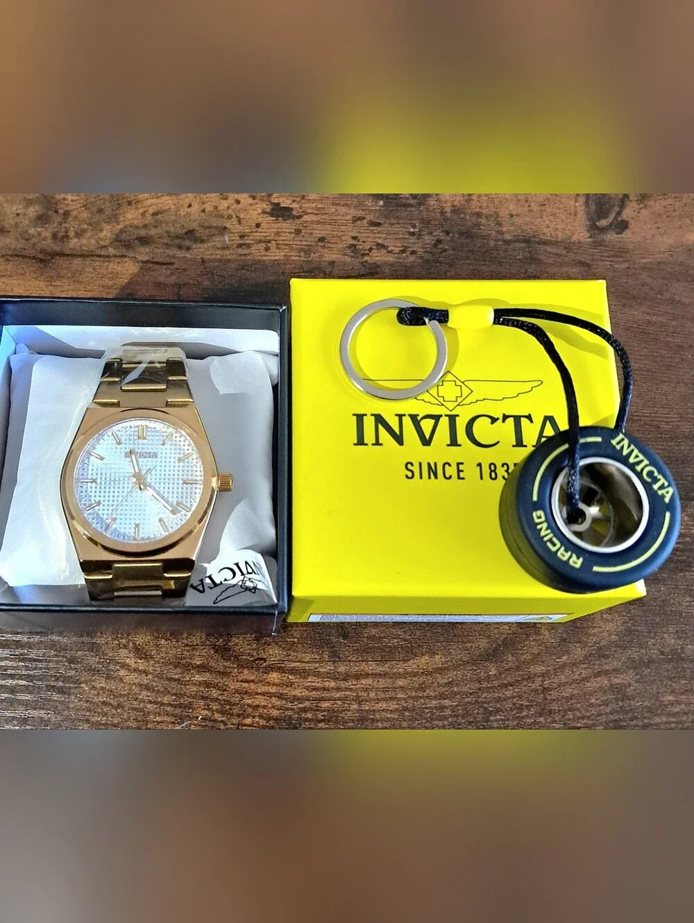 Invicta Celestial Men's Watch 40mm Gold  Waffle dial FREE Keychain